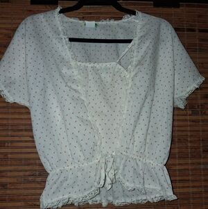 VINTAGE 1970S PATTY'S ROSEBUD PRINT LACE TRIMMED PEPLUM TOP AND CAMI TANK SET